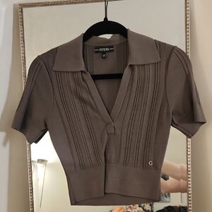 GUESS Women's Brown Short Sleeve Top